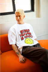 SMILEY: Being Human is Hard Heavyweight T-Shirt - White
