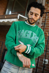 Philadelphia Eagles Vintage Striped Heavyweight Crewneck - Kelly Green