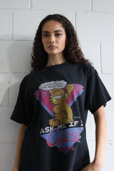 Vintage Garfield Ask Me If I Care Pigment Dye Heavyweight T-Shirt - Black