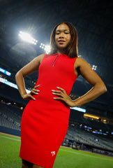 Toronto Blue Jays x Hazel Mae Zip Up Collar Dress - Red