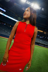 Toronto Blue Jays x Hazel Mae Zip Up Collar Dress - Red