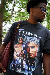 Tupac Heavyweight Garment Dyed T-Shirt - Black