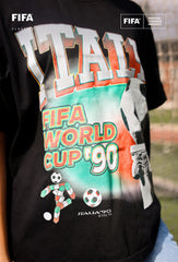 FIFA World Cup 1990⢠Italy Photorealistic Heavyweight Garment Dyed T-Shirt - Black