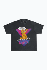 Vintage Garfield Ask Me If I Care Pigment Dye Heavyweight T-Shirt - Black
