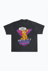 Vintage Garfield Ask Me If I Care Pigment Dye Heavyweight T-Shirt - Black