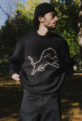Detroit Lions Oversized Knit Sweater - Black