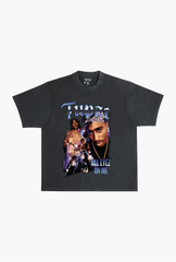 Tupac Heavyweight Garment Dyed T-Shirt - Black