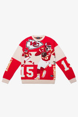 Patrick Mahomes Oversized Knit Sweater - Ivory / Red
