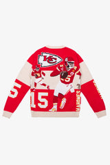 Patrick Mahomes Oversized Knit Sweater - Ivory / Red