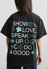 Show Love Heavyweight Garment Dyed T-Shirt - Black