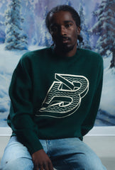 Boston Fleet Logo Oversized Knit Sweater - Green