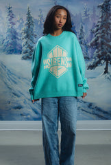 New York Sirens Logo Oversized Knit Sweater - Teal