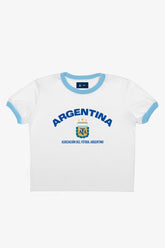 Argentina Cropped Ringer T-Shirt - White