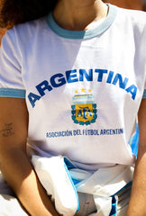 Argentina Cropped Ringer T-Shirt - White