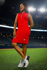 Toronto Blue Jays x Hazel Mae Zip Up Collar Dress - Red