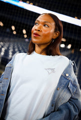 Toronto Blue Jays x Hazel Mae Cropped T-Shirt - Baby Blue