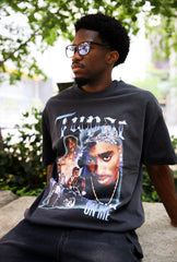 Tupac Heavyweight Garment Dyed T-Shirt - Black