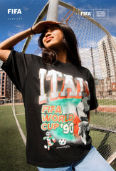 FIFA World Cup 1990â¢ Italy Photorealistic Heavyweight Garment Dyed T-Shirt - Black