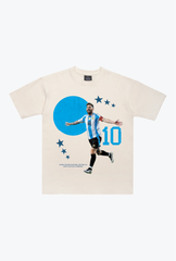 Argentina Lionel Messi Heavyweight T-Shirt - Ivory