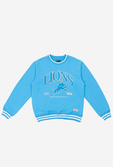 Detroit Lions Vintage Striped Heavyweight Crewneck - Baby Blue