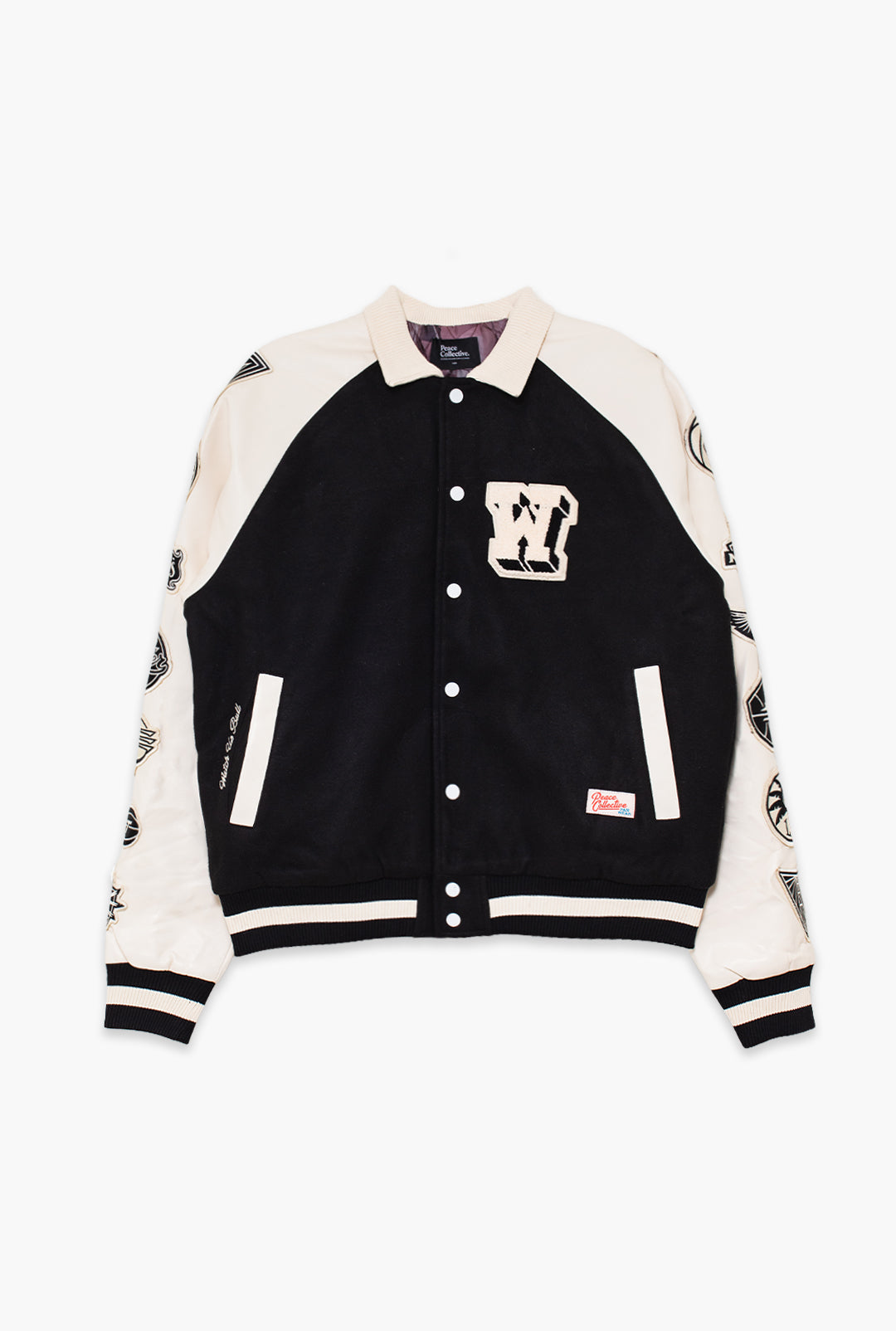 WNBA League Women's Cropped Varsity Jacket - Ivory / Black