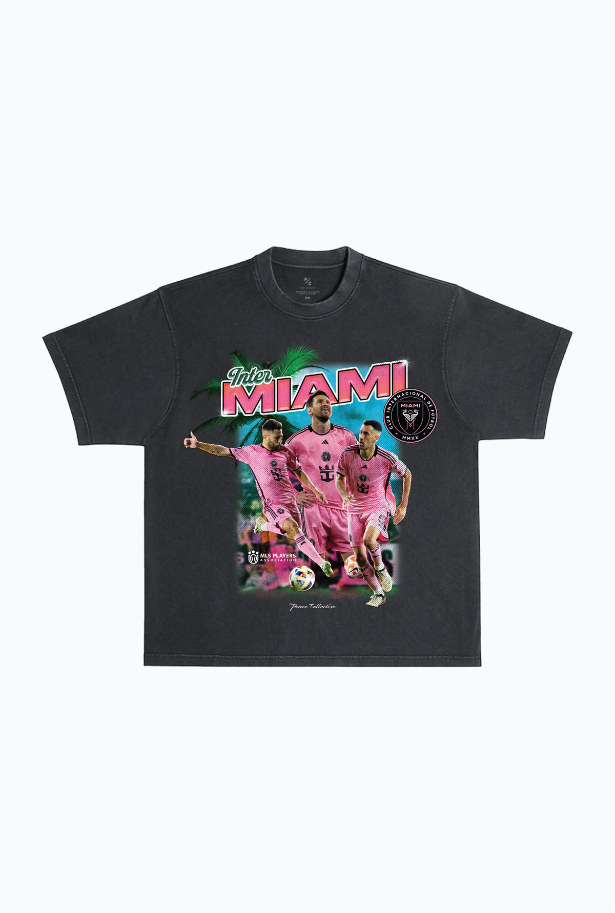 Inter Miami CF Vintage Player Heavyweight Pigment Dyed T-Shirt - Black