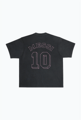 Lionel Messi Vintage Heavyweight Garment Dyed T-Shirt - Black