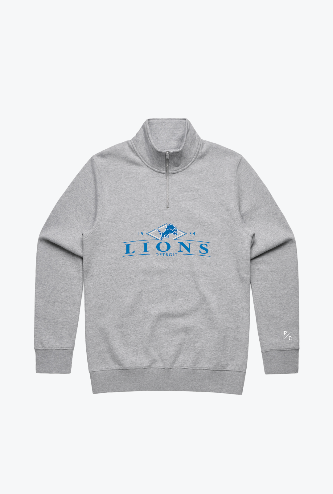 Detroit Lions Quarter Zip - Grey