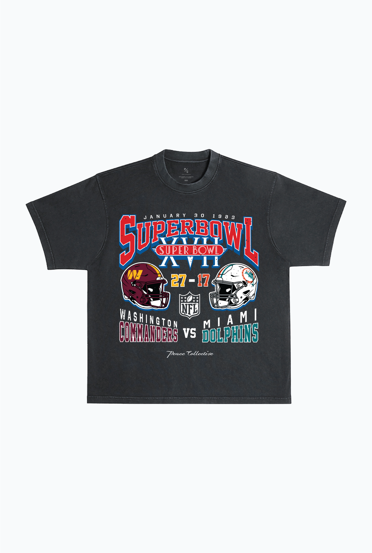 Super Bowl XVII: Washington Commanders vs Miami Dolphins Garment Dyed Heavyweight T-Shirt - Black