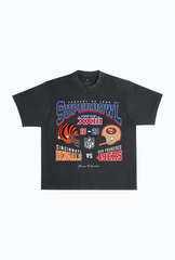 Super Bowl XXIII: San Francisco 49ers vs Cincinnati Bengals Garment Dyed Heavyweight T-Shirt - Black