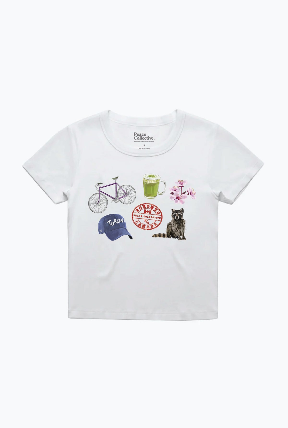 Toronto Destination Icons Baby Tee - White