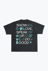 Show Love Heavyweight Garment Dyed T-Shirt - Black