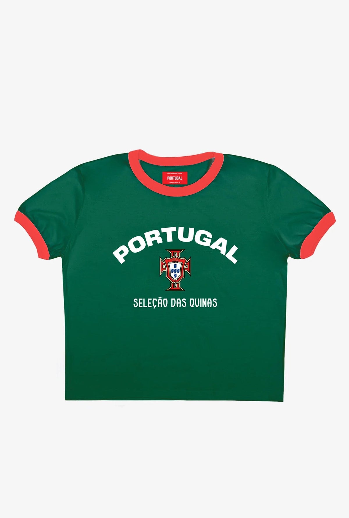 Portugal Cropped Ringer T-Shirt - Forest Green / Red