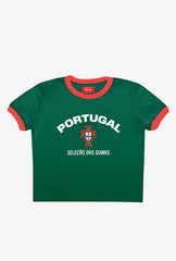 Portugal Cropped Ringer T-Shirt - Forest Green / Red