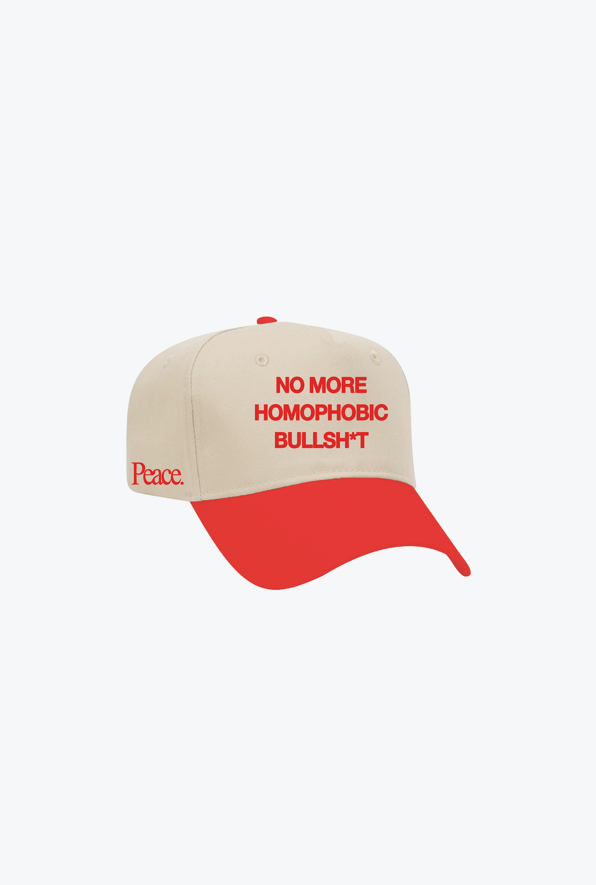 No More Homophobic BS A-Frame Cap - Ivory / Red