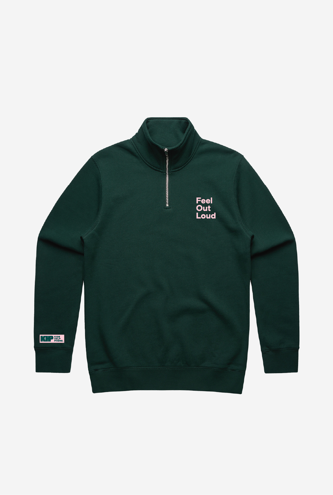 Kids Help Phone Feel Out Loud Quarter Zip - Forest Green