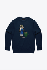 Trash Teddy Summer Vacation: BBQ Teddy Crewneck - Navy