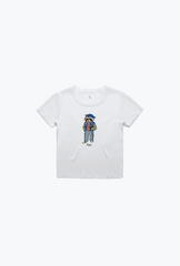 Trash Teddy Summer Vacation: Fashion Teddy Baby Tee - White