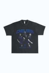 Chelsea FC Team Vintage Heavyweight Garment Dyed T-Shirt - Black
