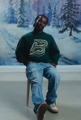 Boston Fleet Logo Oversized Knit Sweater - Green