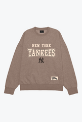 New York Yankees Melange Heavyweight Crewneck - Cocoa