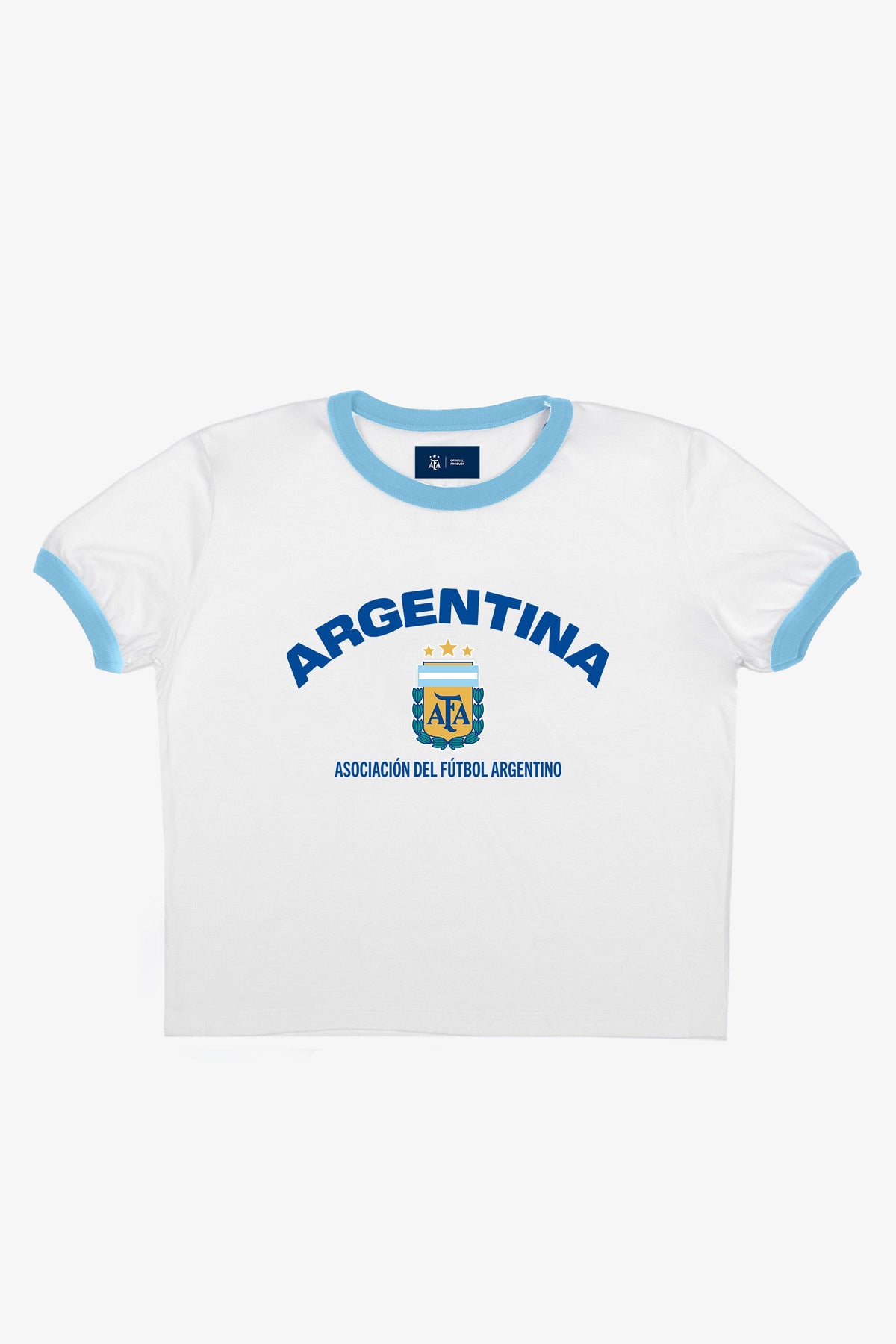 Argentina Cropped Ringer T-Shirt - White