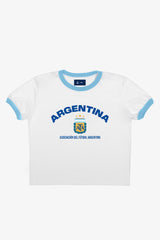 Argentina Cropped Ringer T-Shirt - White