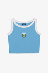 Argentina Women's Cropped Tank - Light Blue