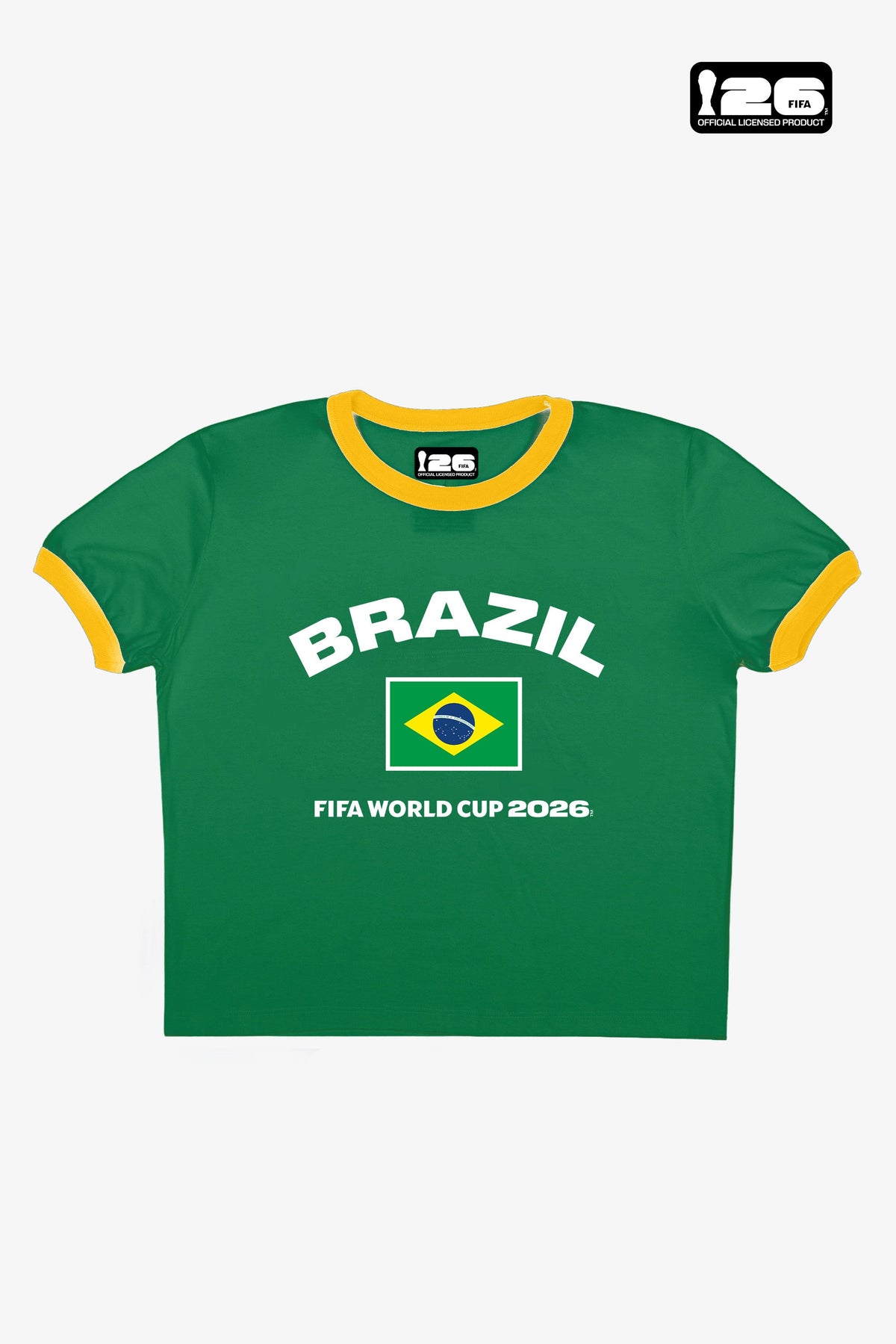 FIFA World Cup 2026â¢ Brazil Cropped Ringer T-Shirt - Kelly Green