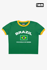 FIFA World Cup 2026â¢ Brazil Cropped Ringer T-Shirt - Kelly Green