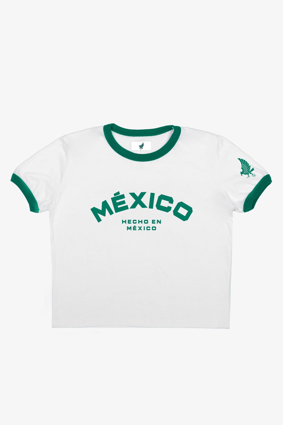 Mexico Cropped Ringer T-Shirt - White