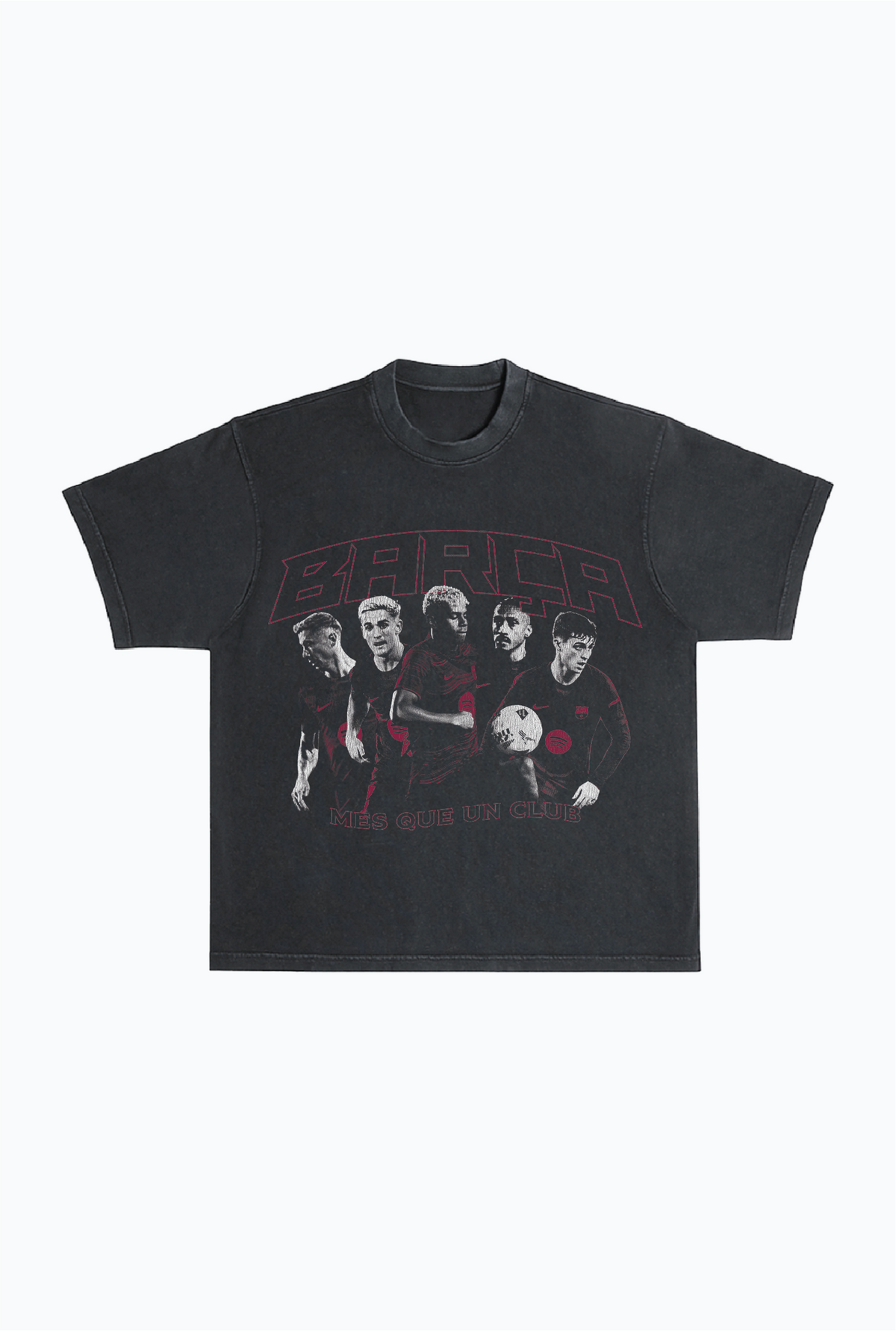 FC Barcelona Team Vintage Heavyweight Garment Dyed T-Shirt - Black