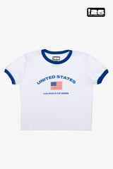 FIFA World Cup 2026â¢ USA Cropped Ringer T-Shirt - White
