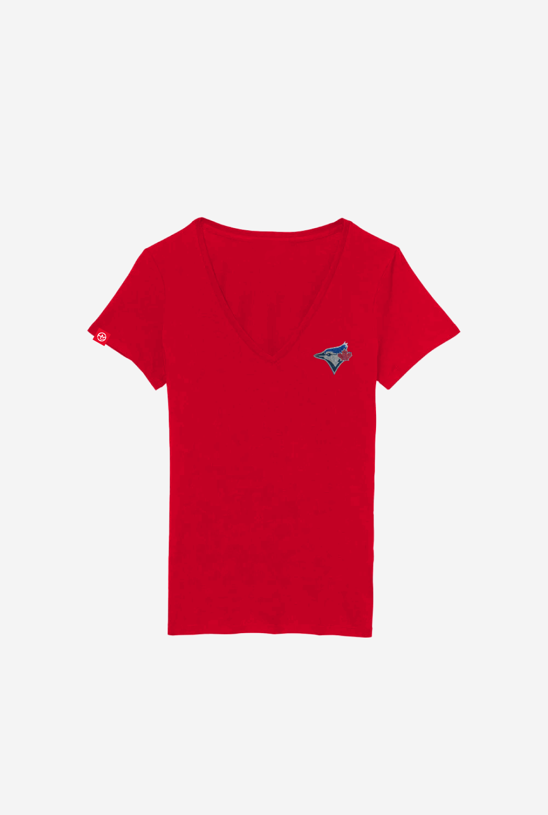 Toronto Blue Jays x Hazel Mae Women's V-Neck T-Shirt - Red
